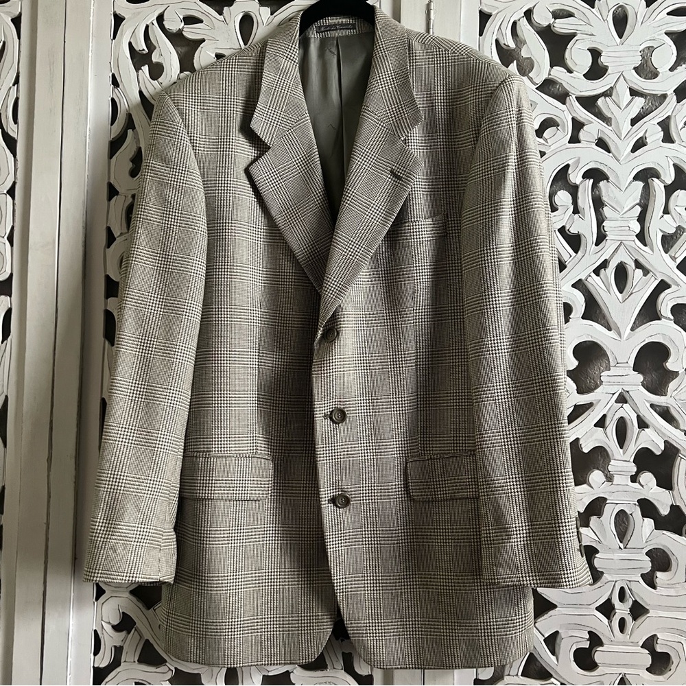 VINTAGE YSL Houndstooth Blazer Silk & Wool Blend